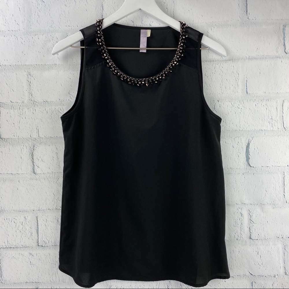 Alya Black Stud/Spike Sleeveless Blouse